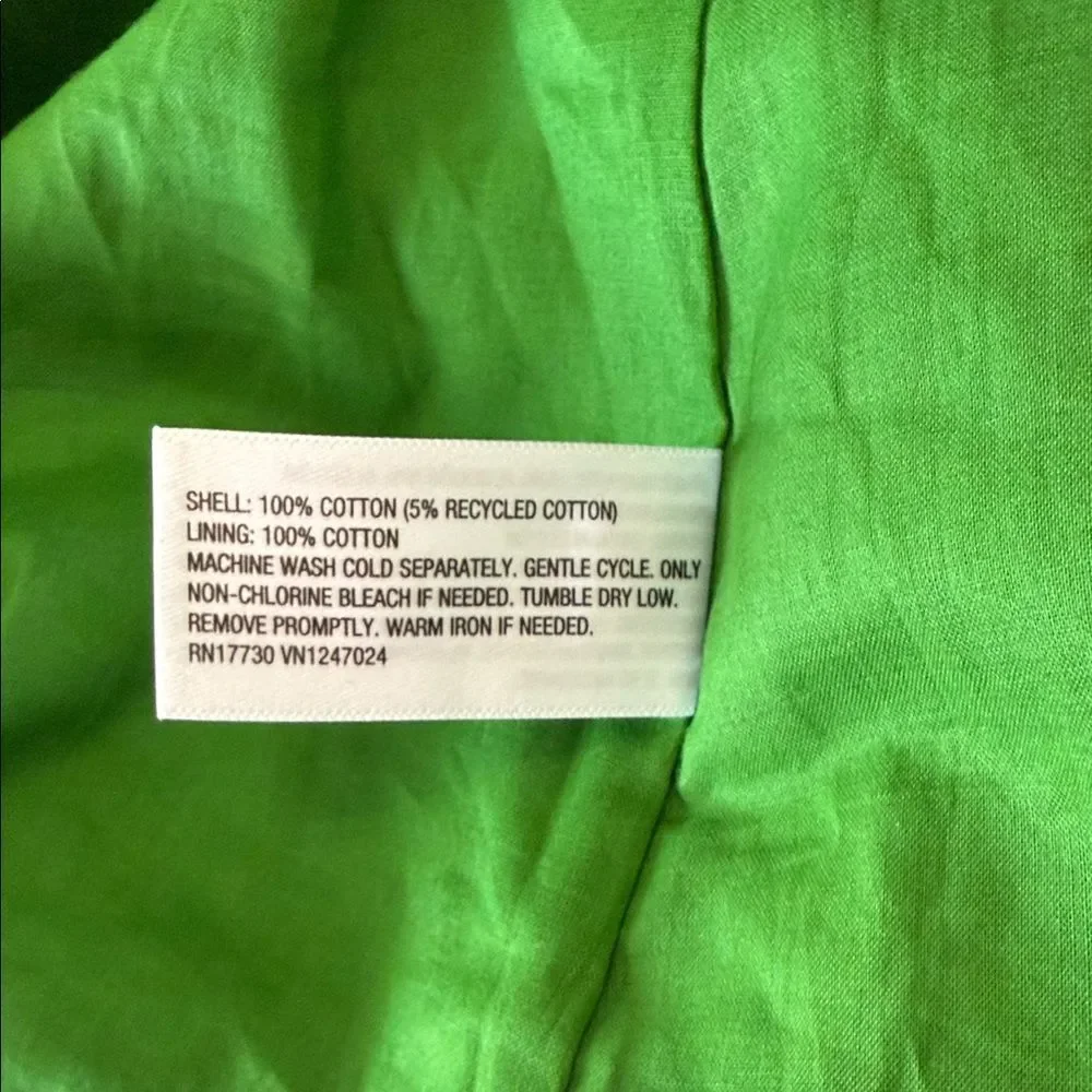 Kate Spade Floral Dress Green Cotton V Neck Balloon Sleeve XXL Plus - Picture 12 of 12